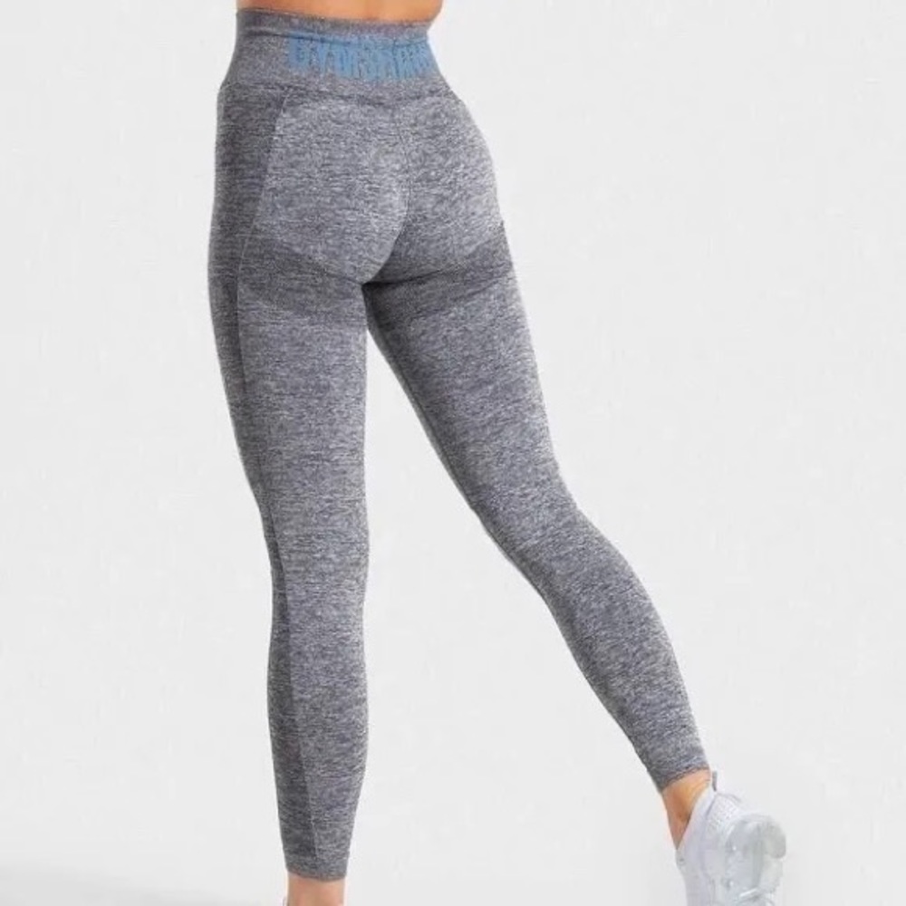 Gymshark Flex High Waisted Leggings - Charcoal Marl/Teal